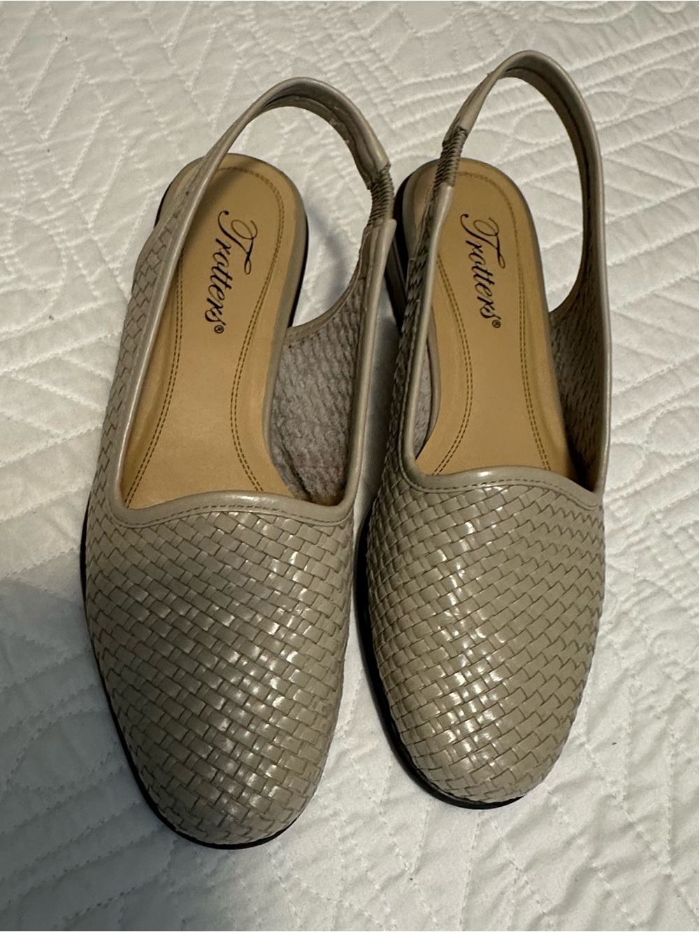 Woven Slingback Flats in Ivory